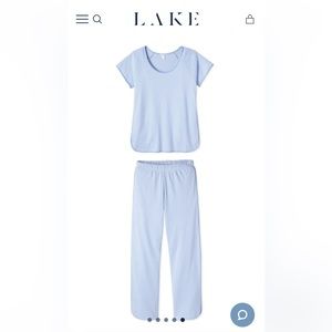 LAKE Pajamas Pima Short-Long Set in Hydrangea NWT